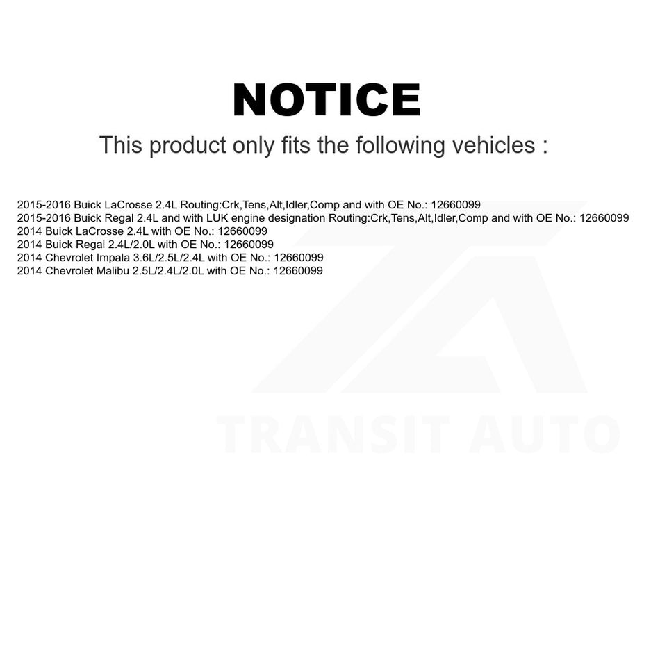 Alternator Air Conditioning Accessory Drive Belt BAN-7PK1290 For Chevrolet Buick Malibu LaCrosse Impala Regal