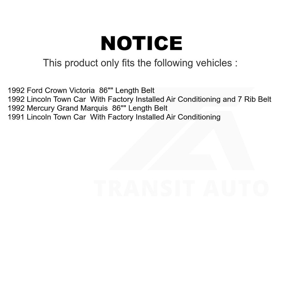 Main Drive Serpentine Belt KBR-5070855 For Lincoln Town Car Ford Crown Victoria Mercury Grand Marquis