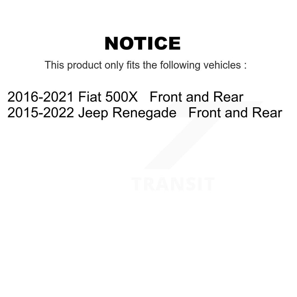 AmeriBRAKES Front Rear Ceramic Disc Brake Pads Kit For Jeep Renegade Fiat 500X KNF-101334
