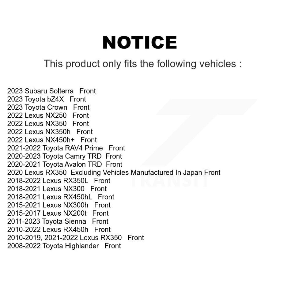 Front Ceramic Disc Brake Pads NWF-PTC1324 For Toyota Highlander Lexus Sienna RX350 NX200t RX450h NX300 RX350L Camry NX300h RX450hL Avalon Subaru bZ4X Crown NX250 NX350 NX350h NX450h+ Solterra RAV4