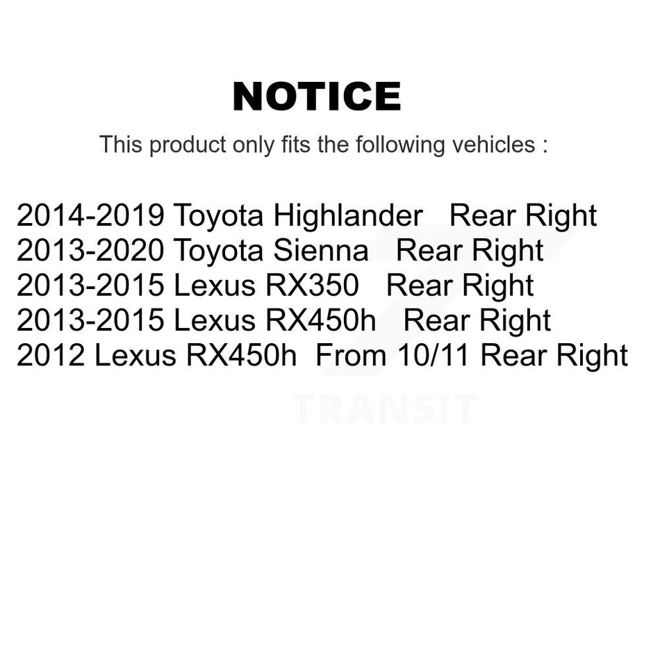 Rear Right (Passenger Side) Disc Brake Caliper SLC-19B7080 For Toyota Highlander Sienna Lexus RX350 RX450h