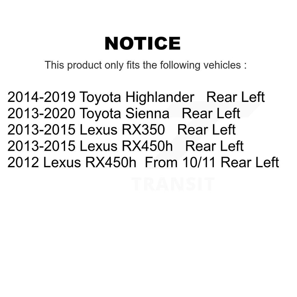 Rear Left (Driver Side) Disc Brake Caliper SLC-19B7081 For Toyota Highlander Sienna Lexus RX350 RX450h