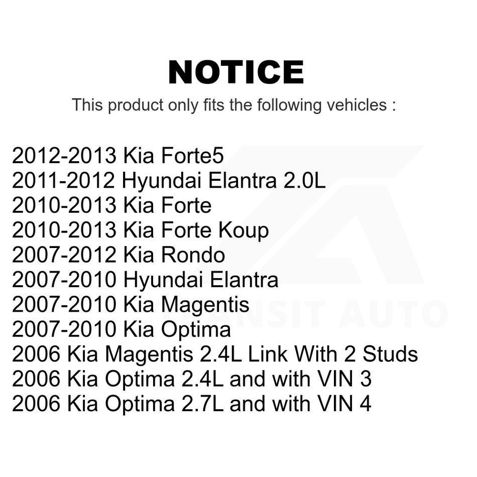 Front Suspension Stabilizer Bar Link Kit TOR-K750032 For Hyundai Elantra Kia Forte Optima Rondo Koup Forte5 Magentis
