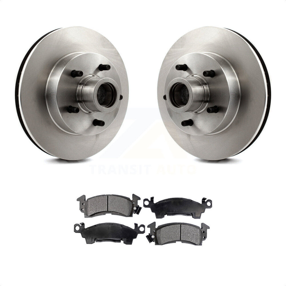 Front Brake Rotors & Ceramic Pad Kit For Chevrolet C10 G20 GMC Cadillac C1500 G2500 Fleetwood R10 Brougham K5 Blazer R1500 Suburban G10 DeVille G1500 Commercial Chassis Jimmy K8T-100704 by Transit Auto