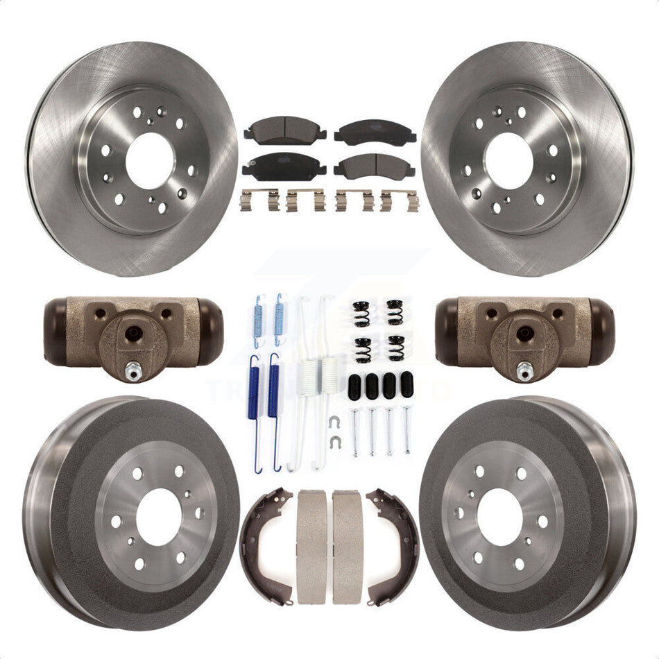 Front Rear Disc Brake Rotors Ceramic Pads And Drum Kit (9Pc) For Chevrolet Silverado 1500 GMC Sierra With 7000 Lb GVW K8T-102647 by Transit Auto