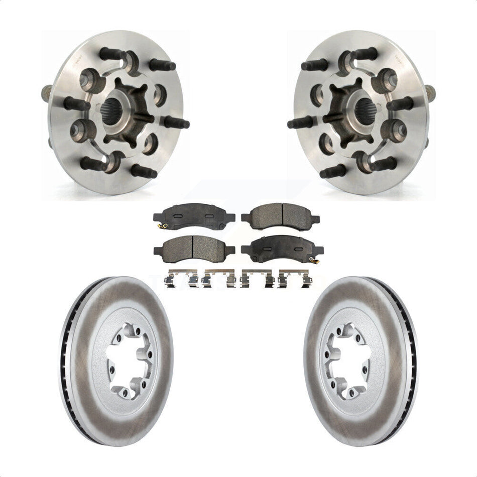 Front Hub Bearing Assembly With Coated Disc Brake Rotors And Ceramic Pads Kit For Chevrolet Colorado GMC Canyon KBB-104850 by Transit Auto