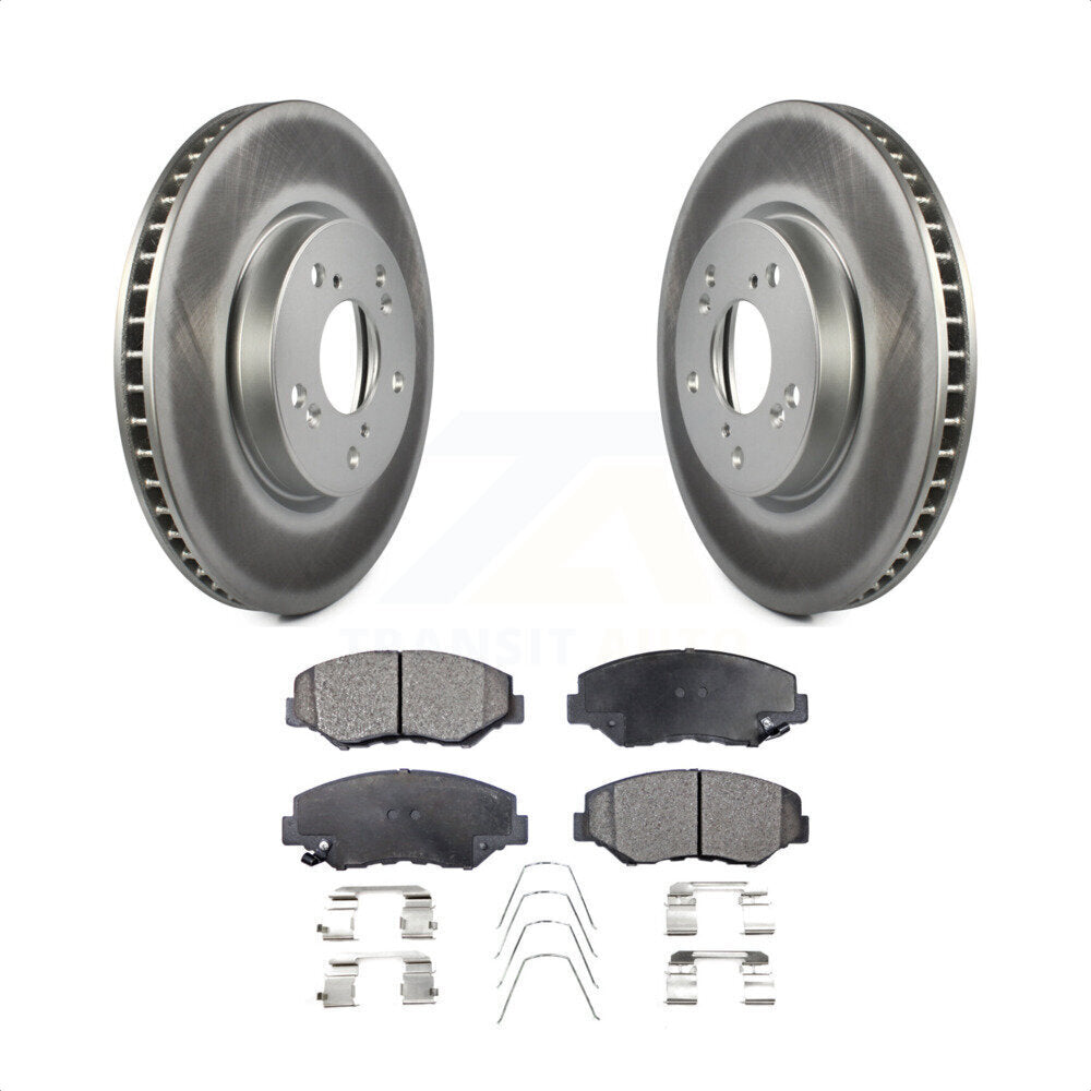 Front Coated Disc Brake Rotors And Semi-Metallic Pads Kit For