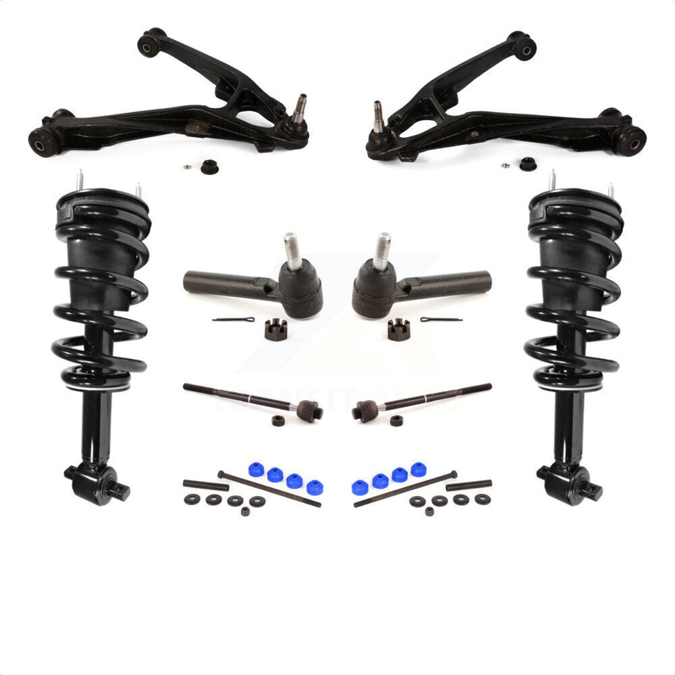 Front Control Arms Assembly And Complete Shock Tie Rods Link Sway Bar Suspension Kit (10Pc) For Chevrolet Silverado 1500 GMC Sierra excludes electronic suspension KSS-103968 by Transit Auto