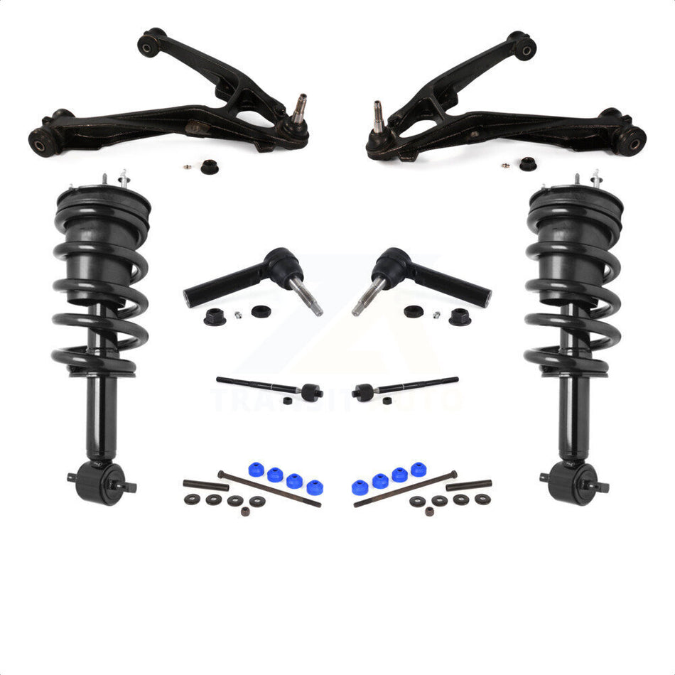 Front Control Arms Assembly And Complete Shock Tie Rods Link Sway Bar Suspension Kit (10Pc) For 2014-2016 Chevrolet Silverado 1500 GMC Sierra Excludes All Wheel Drive RWD KSS-103970 by Transit Auto