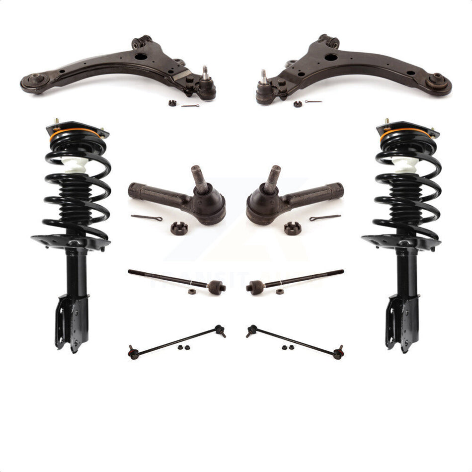 Front Control Arms Assembly And Complete Shock Tie Rods Link Sway Bar Suspension Kit (10Pc) For 2005 Pontiac Montana Base with FWD KSS-103984 by Transit Auto