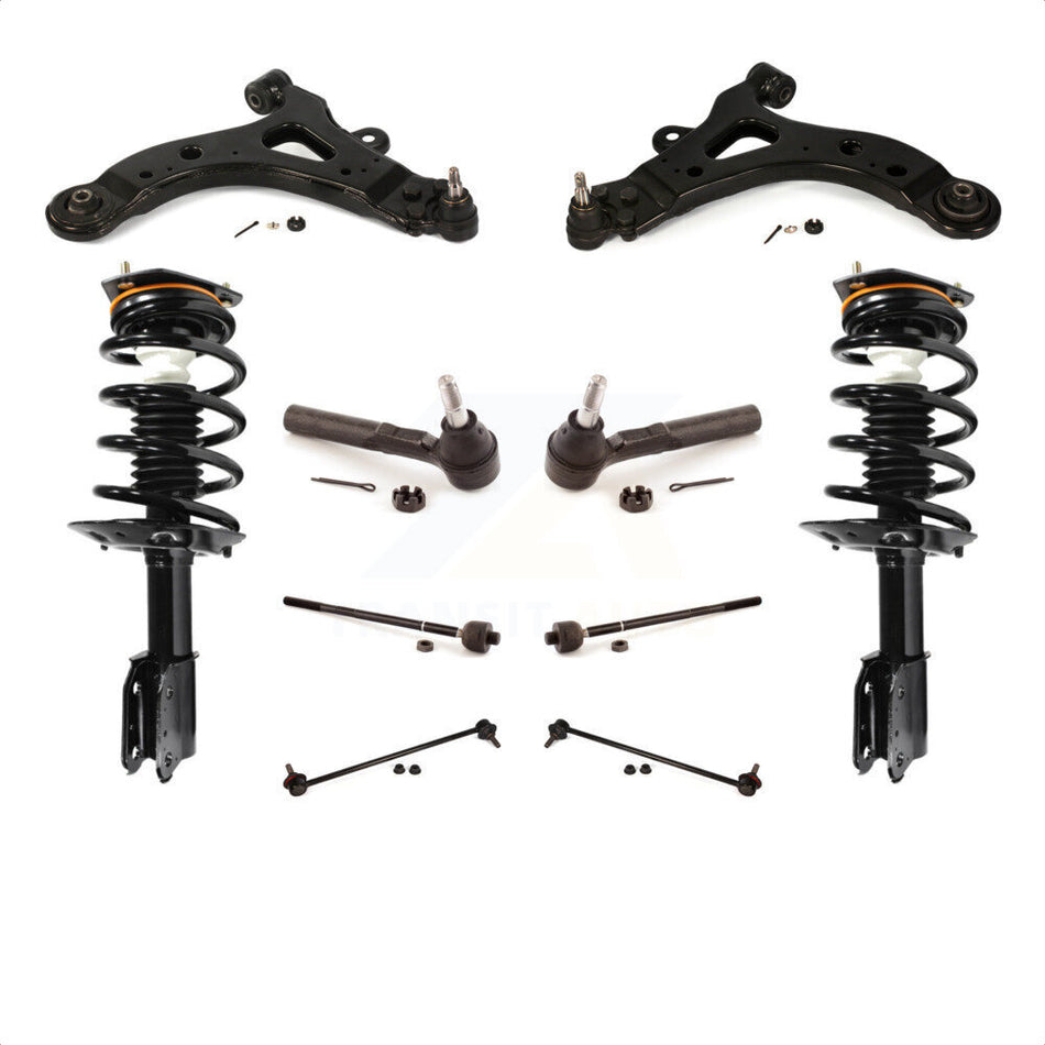 Front Control Arms Assembly And Complete Shock Tie Rods Link Sway Bar Suspension Kit (10Pc) For 2005 Pontiac Montana SV6 with FWD With Mounting Tab KSS-103985 by Transit Auto