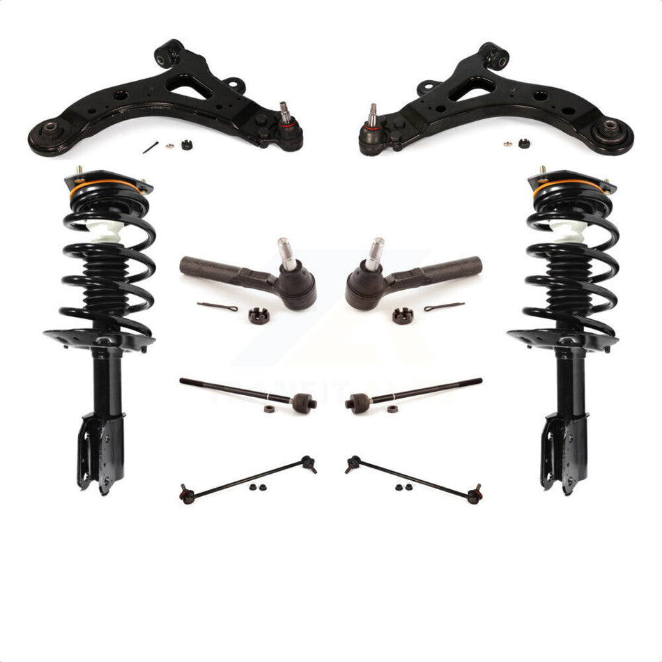 Front Control Arms Assembly And Complete Shock Tie Rods Link Sway Bar Suspension Kit (10Pc) For 2005 Pontiac Montana SV6 with FWD Without Mounting Tab KSS-103986 by Transit Auto