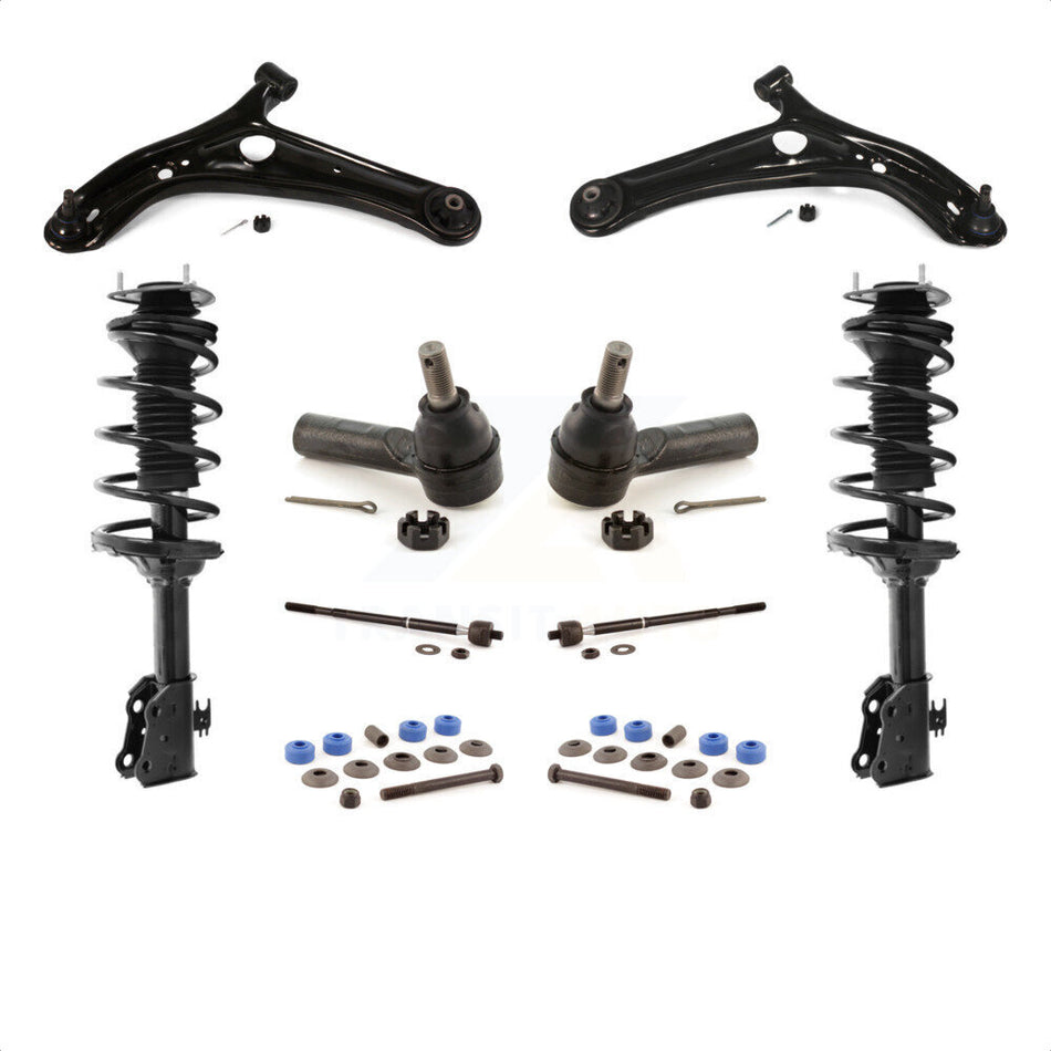 Front Control Arms Assembly And Complete Shock Tie Rods Link Sway Bar Suspension Kit (10Pc) For 2004-2005 Toyota Echo Power steering system KSS-103988 by Transit Auto