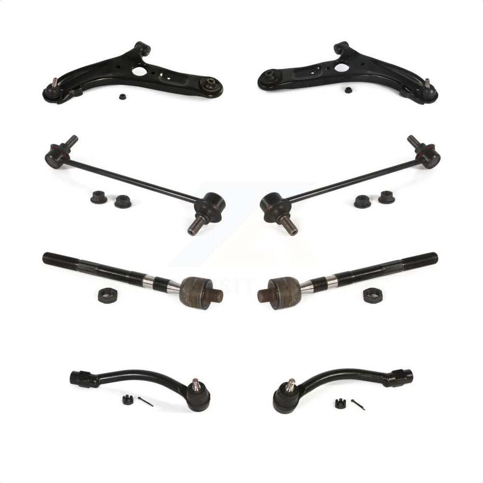Front Suspension Control Arm And Ball Joint Assembly Steering Tie Rod End Stabilizer Bar Link Kit (8Pc) For Hyundai Elantra Veloster GT Coupe KTR-100571 by TOR