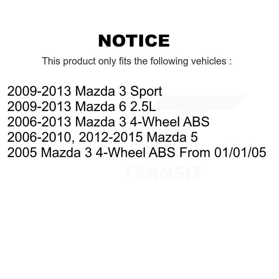 Front Wheel Bearing Pair For Mazda 3 6 5 Sport K70-100534