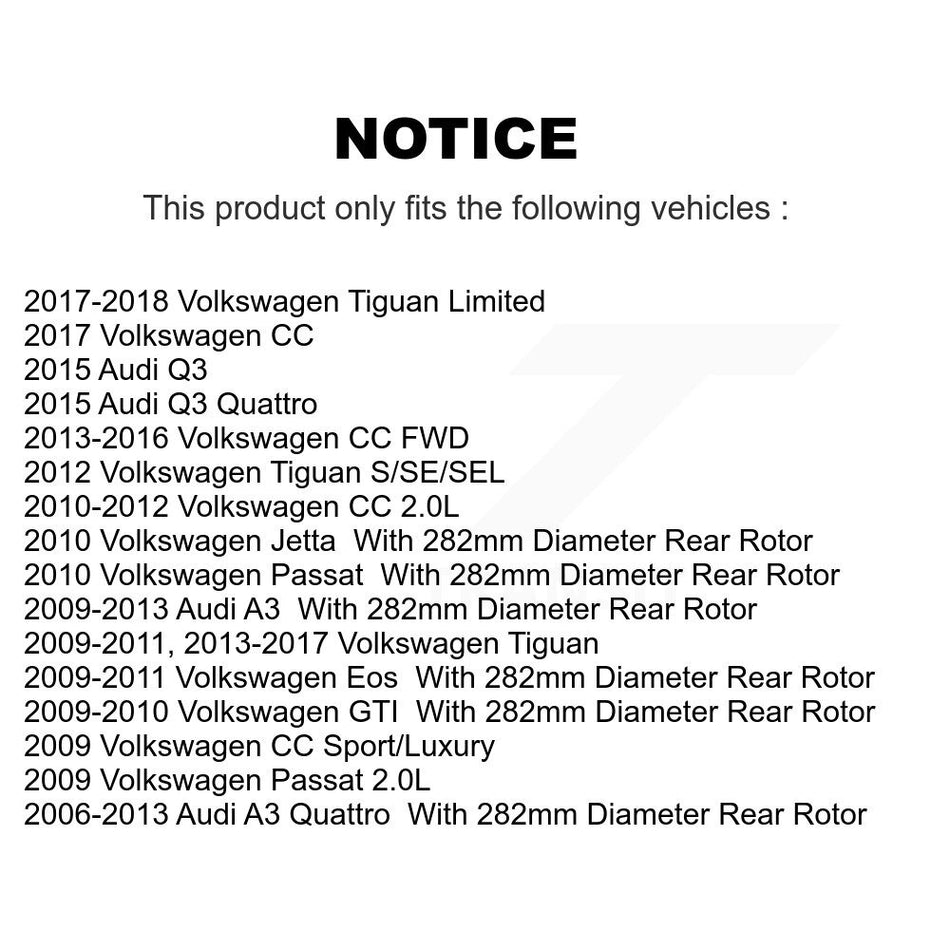 Rear Disc Brake Rotors And Ceramic Pads Kit For Volkswagen Tiguan CC Jetta Audi Passat GTI A3 Eos Q3 Limited Quattro K8C-101673