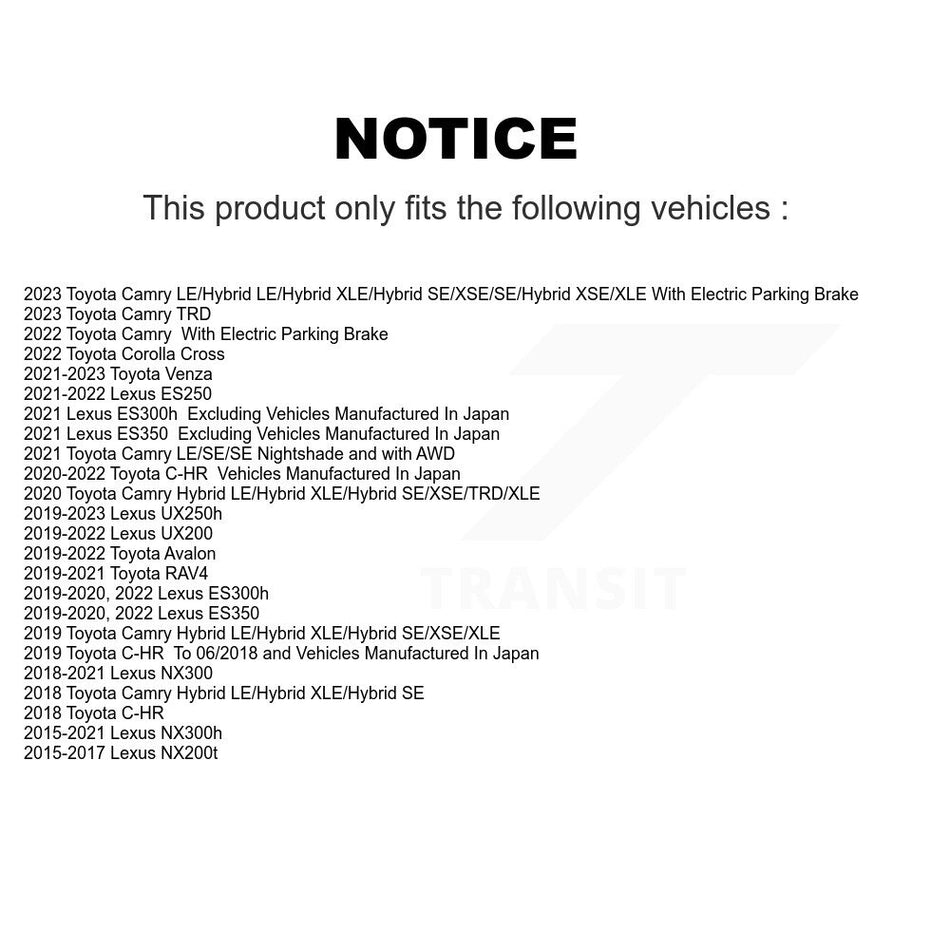 Rear Disc Brake Rotors And Semi-Metallic Pads Kit For Toyota Camry RAV4 Lexus NX200t C-HR NX300 ES350 Avalon NX300h ES300h UX250h UX200 ES250 Venza Corolla Cross K8S-102982