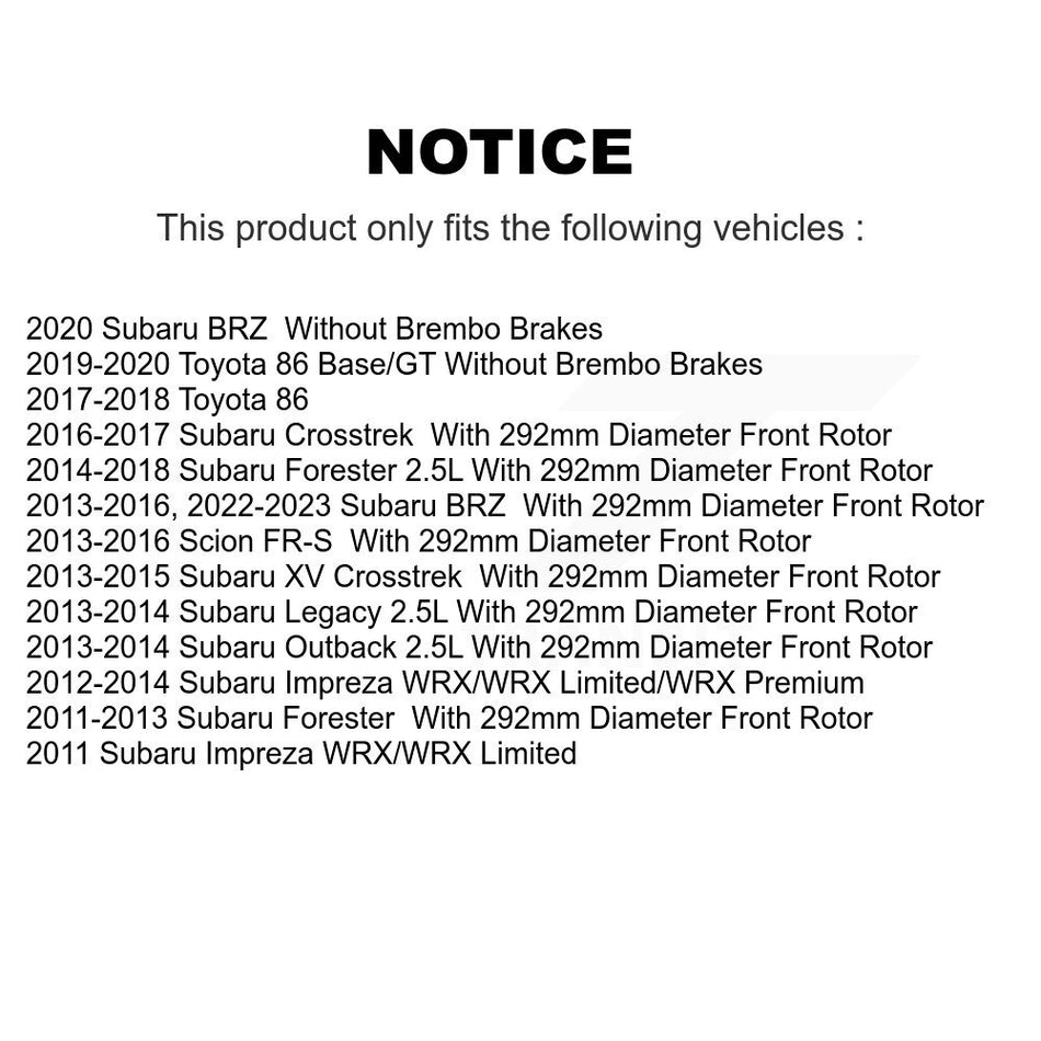 Front Disc Brake Rotors And Ceramic Pads Kit For Subaru Forester Impreza Outback XV Crosstrek Legacy Scion FR-S BRZ Toyota 86 K8T-103046