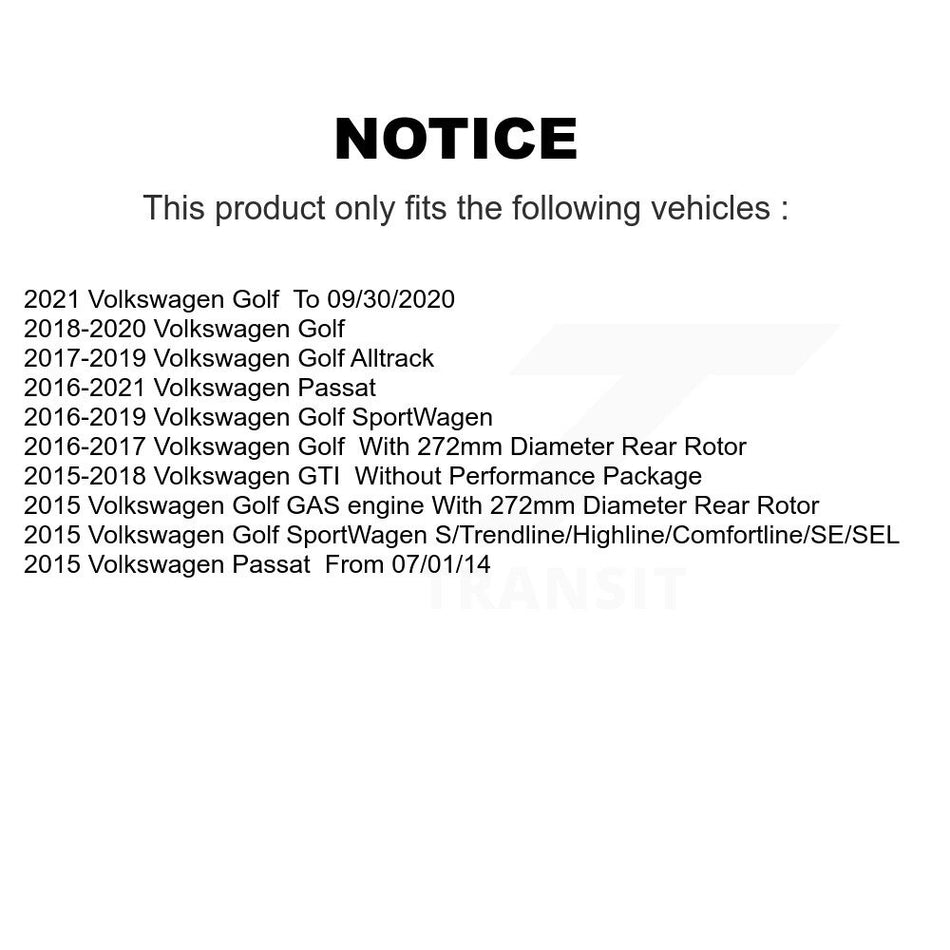 Rear Coated Drilled Slotted Disc Brake Rotors And Semi-Metallic Pads Kit For Volkswagen Passat GTI Golf SportWagen Alltrack KDF-100558