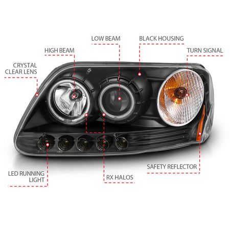 ANZO USA - Projector Headlight Set w/Halo - 111097