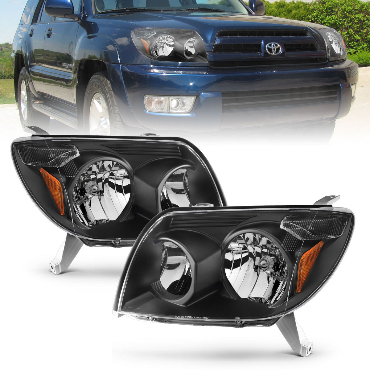 ANZO USA Crystal Headlights For 2003-2005 Toyota 4Runner 111394