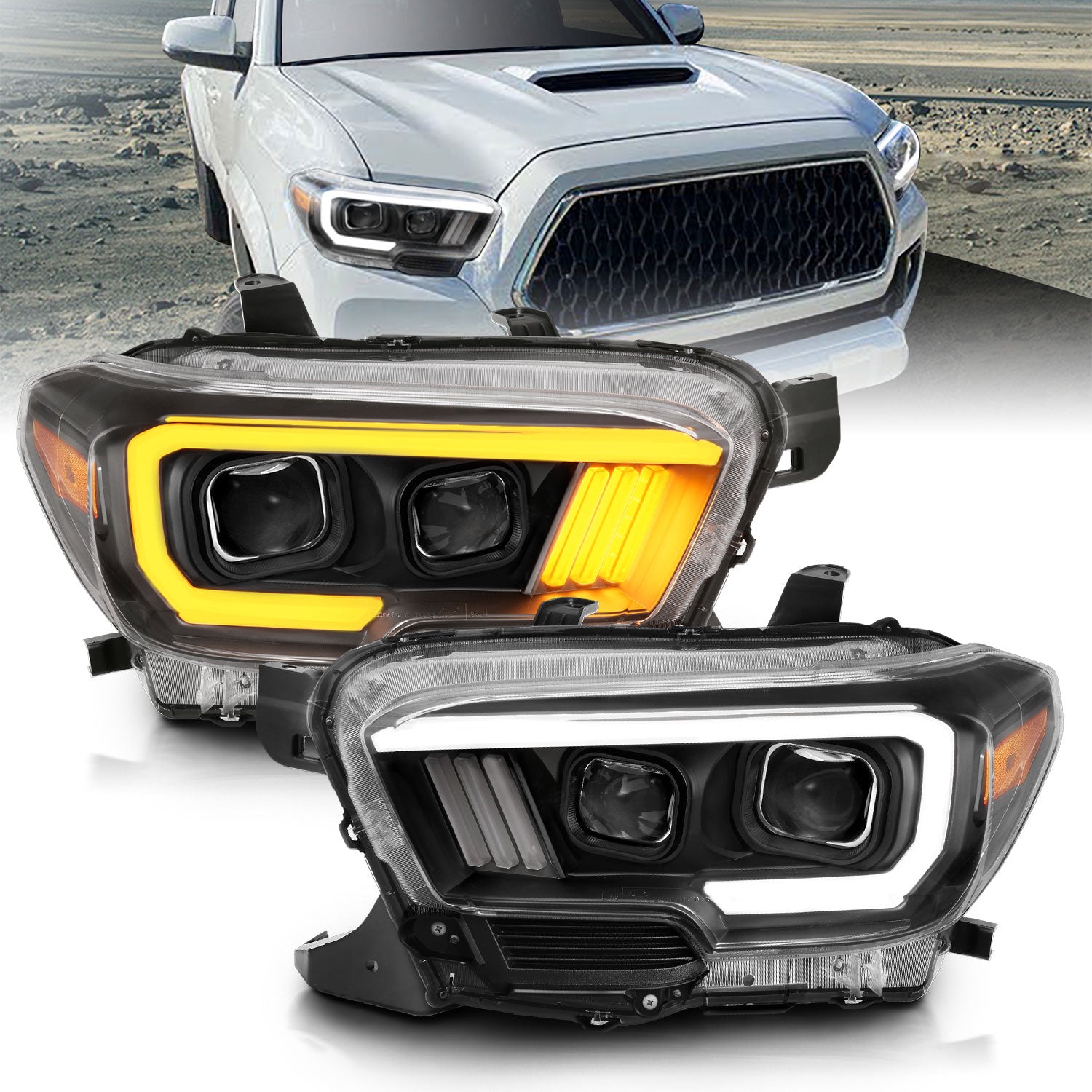 ANZO USA Projector Headlights For 2016-2020 Toyota Tacoma 111396
