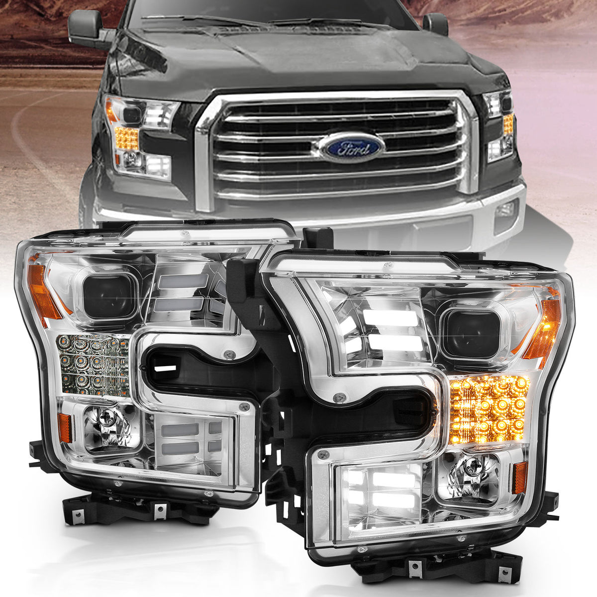 ANZO USA Projector Headlights For 2015-2017 Ford F-150 111409