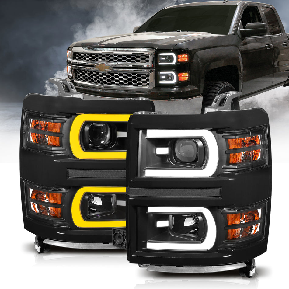 ANZO USA Projector Headlights For 2014-2015 Chevrolet Silverado 1500 111412