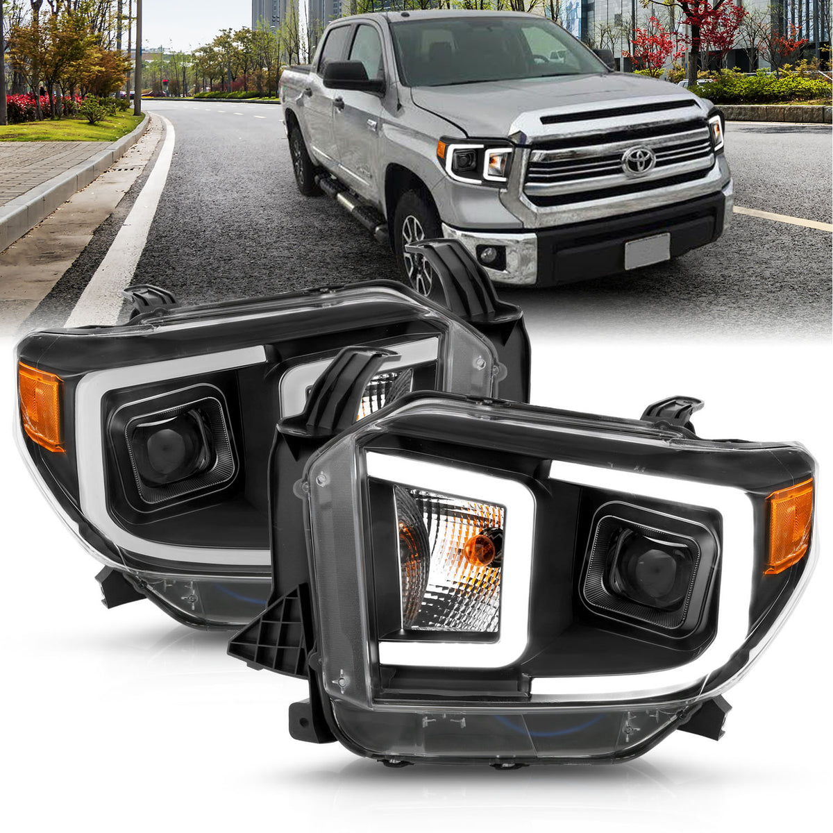 ANZO USA Projector Headlights For 2014-2017 Toyota Tundra 111414