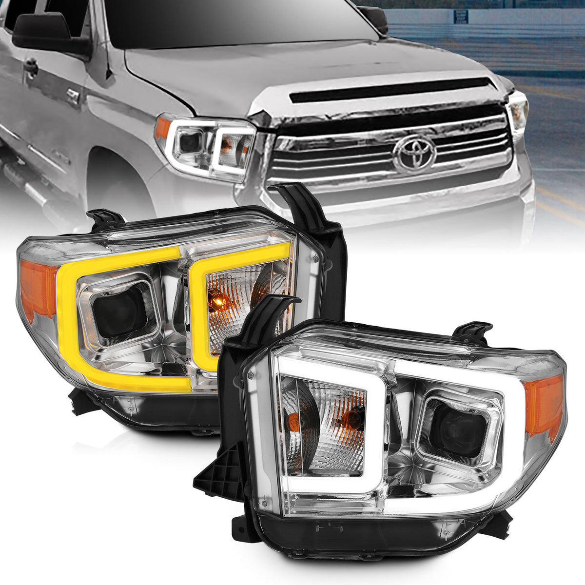 ANZO USA Projector Headlights For 2014-2019 Toyota Tundra 111415