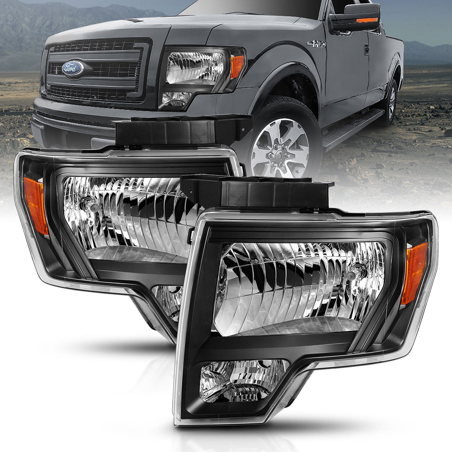 Crystal Headlights For 2009-2013 Ford F-150 111428