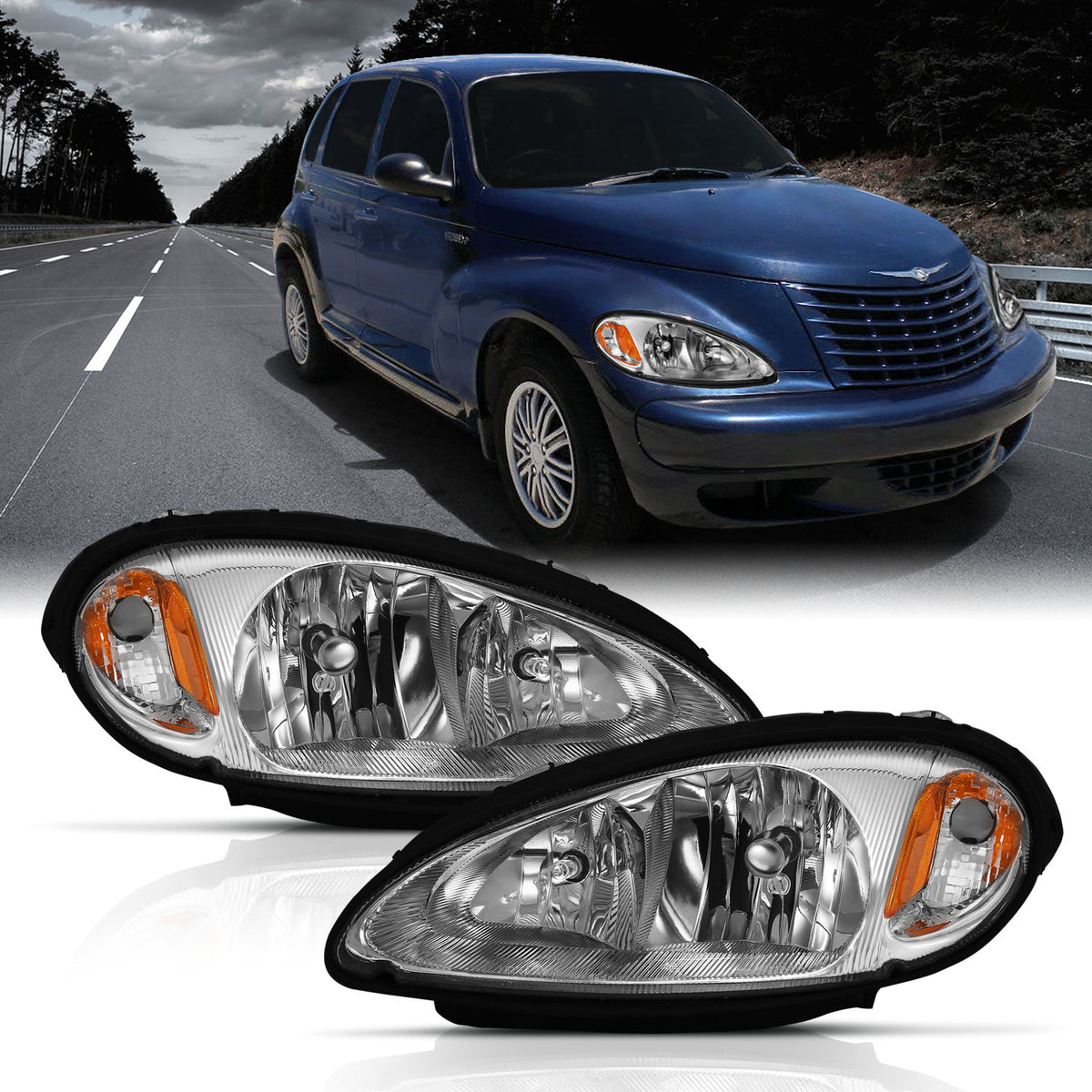 Crystal Headlights For 2001-2005 Chrysler PT Cruiser 111472