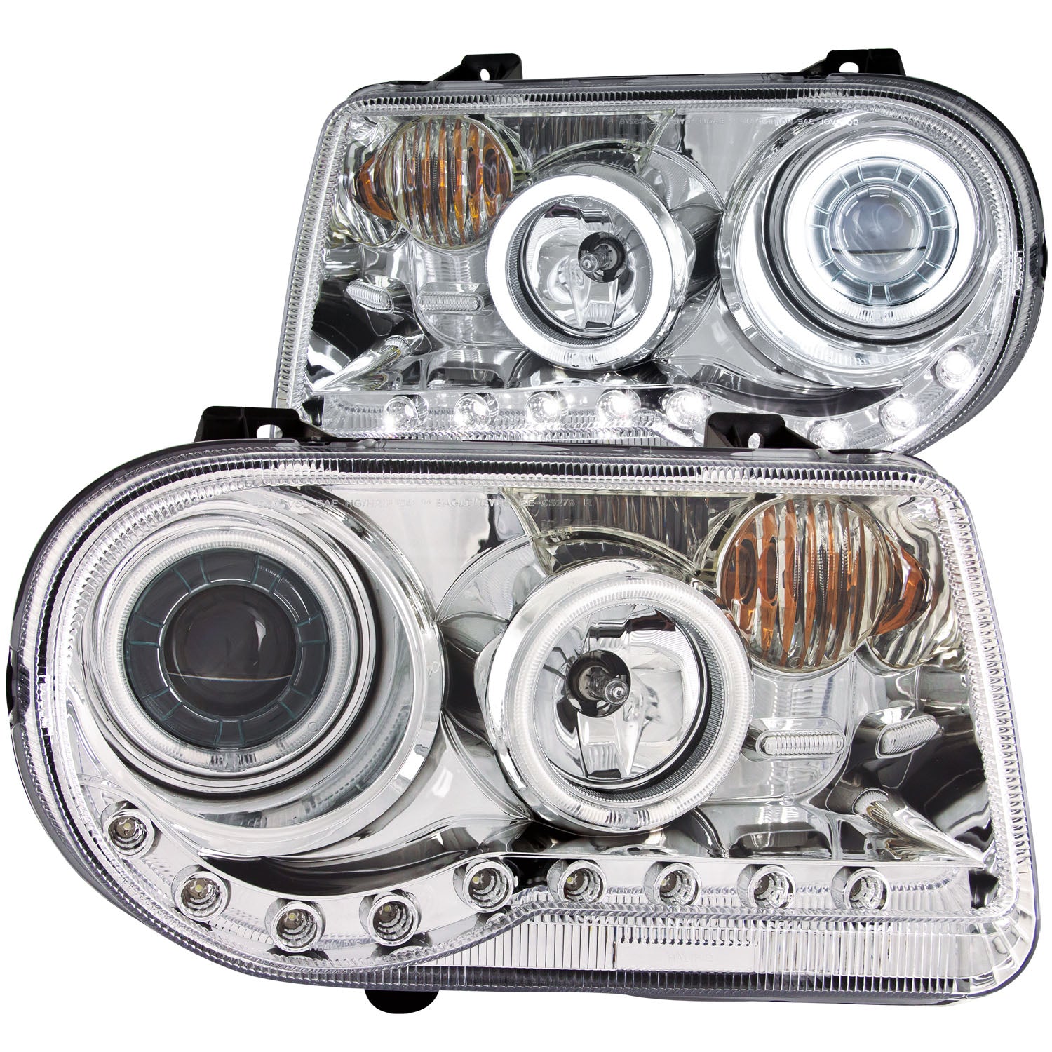 Projector Headlight Set w/Halo For 2005-2010 Chrysler 300 121250
