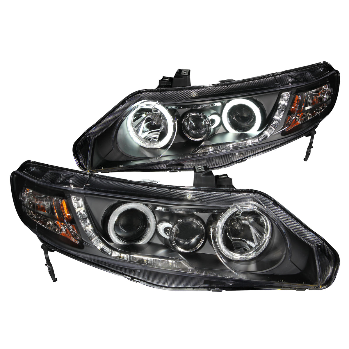 Projector Headlight Set w/Halo For 2006-2011 Honda Civic 121454