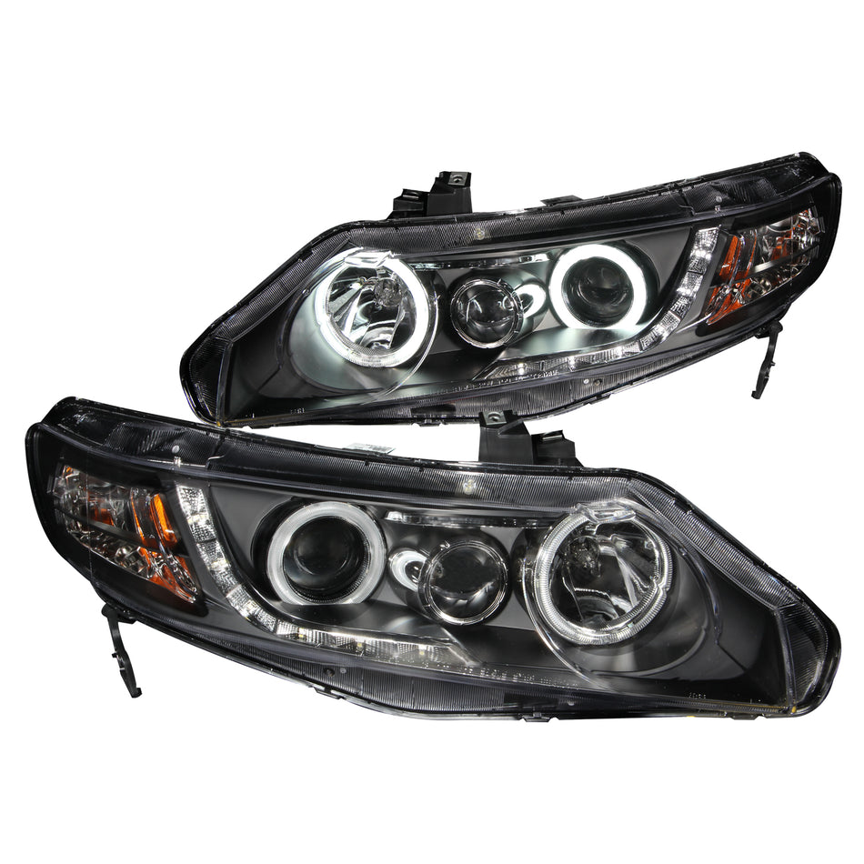 Projector Headlight Set w/Halo For 2006-2011 Honda Civic 121454