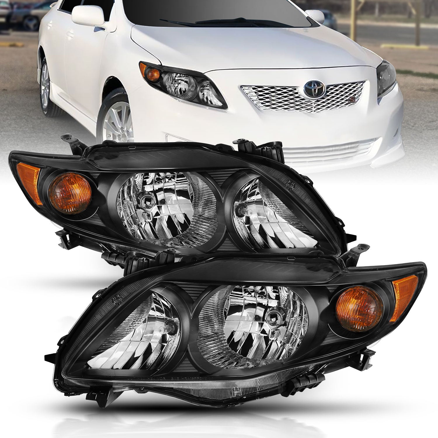 Crystal Headlights For 2009-2010 Toyota Corolla 121541