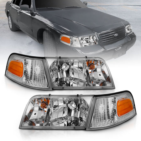 Crystal Headlights For 1998-2011 Ford Crown Victoria 121556