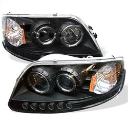 Spyder Auto 1PC Projector Headlights - LED Halo - Amber Reflector - Black - 5010261