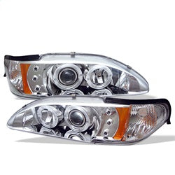 Spyder Auto 1PC Projector Headlights - LED Halo - Amber Reflector - Chrome - 5010407