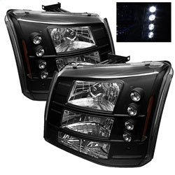 Spyder Auto 5012395 Crystal Headlights 1PC W/ Bumper Lights - Black