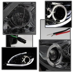 Spyder Auto 5076854 Projector Headlights - Light Tube DRL - LED Halo - Smoke