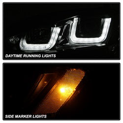 Spyder Auto 5080578 Projector Headlights - DRL LED - Black Stripe - Black