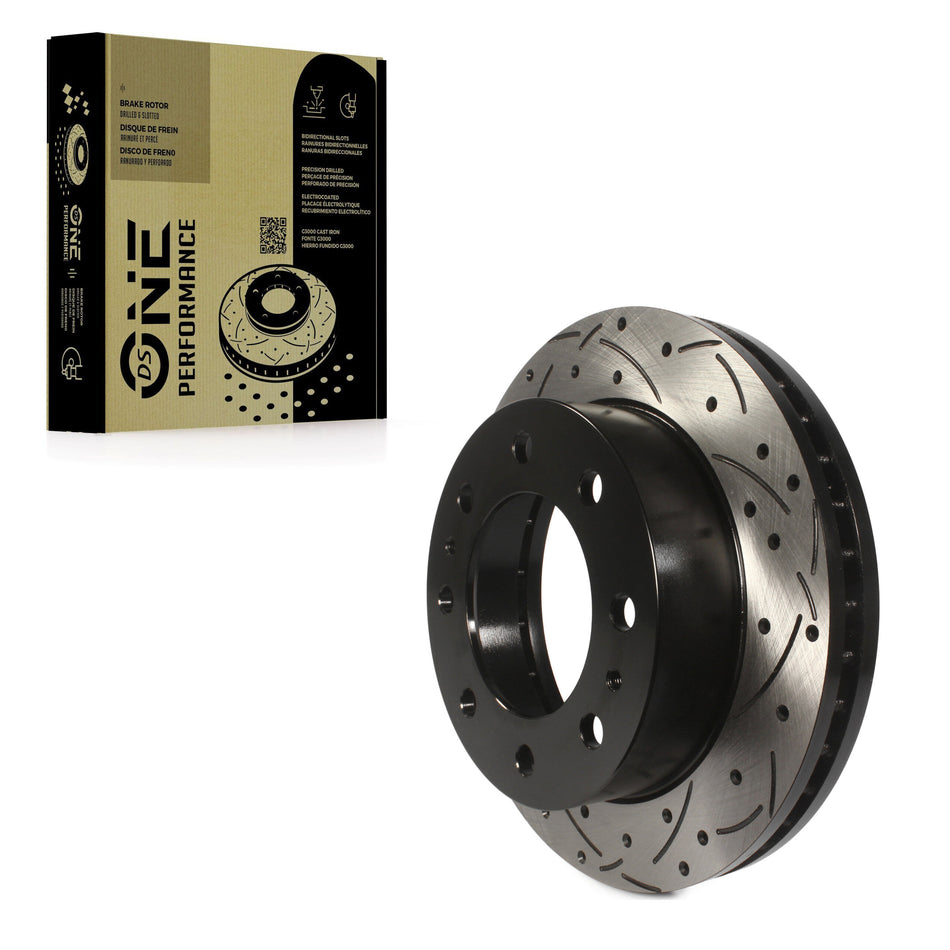Front Coated Drilled Slotted Disc Brake Rotor (1 Piece Only) DS1-56829 For GMC Chevrolet Sierra 2500