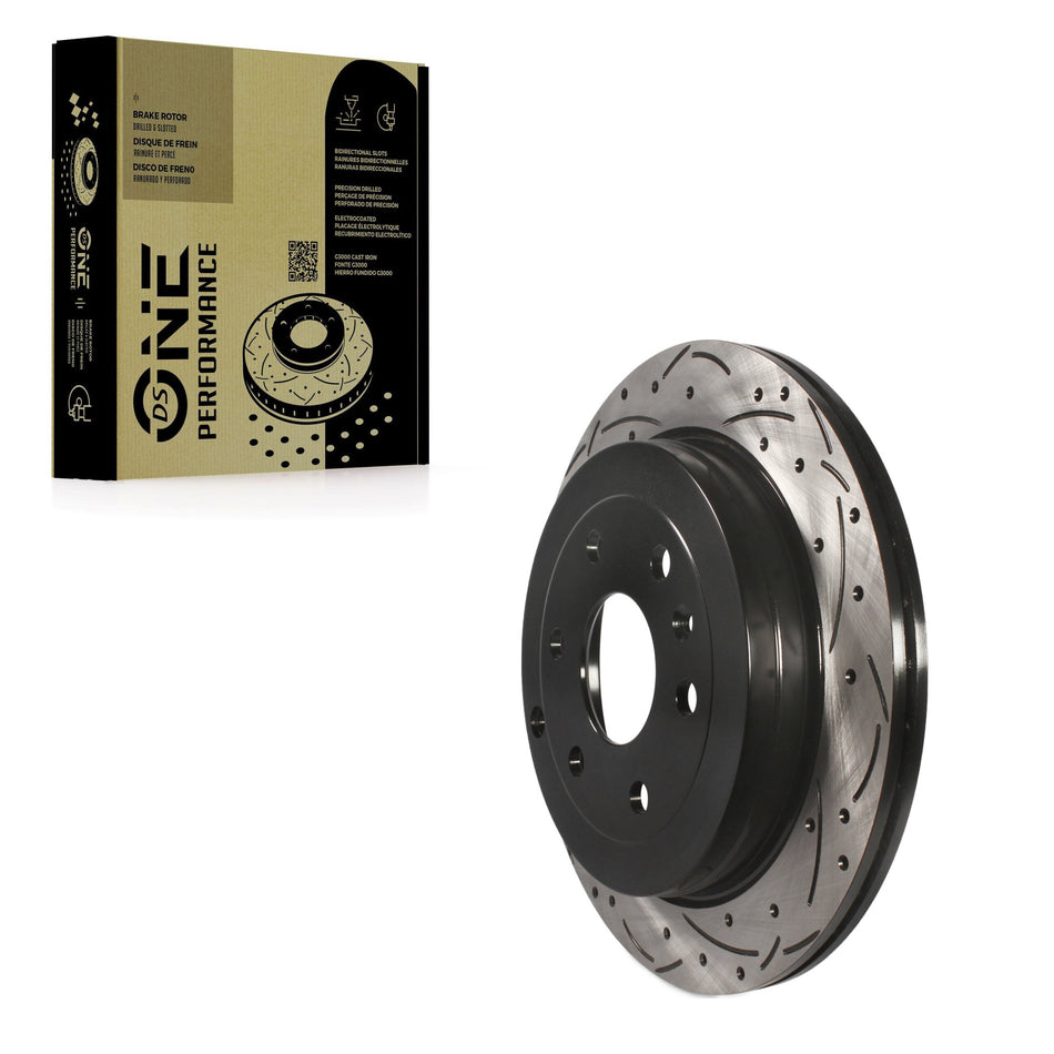 Rear Coated Drilled Slotted Disc Brake Rotor (1 Piece Only) DS1-580569 For GMC Acadia Buick Enclave