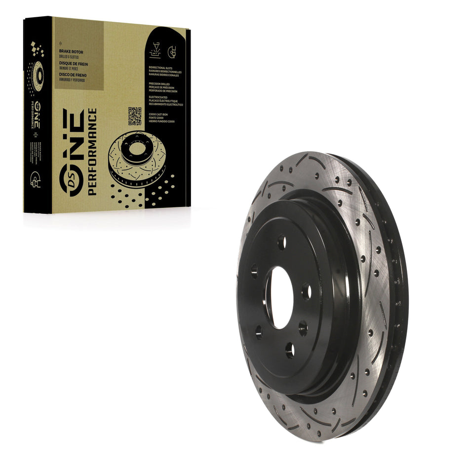 Rear Coated Drilled Slotted Disc Brake Rotor (1 Piece Only) DS1-580722 For Chevrolet Camaro Cadillac