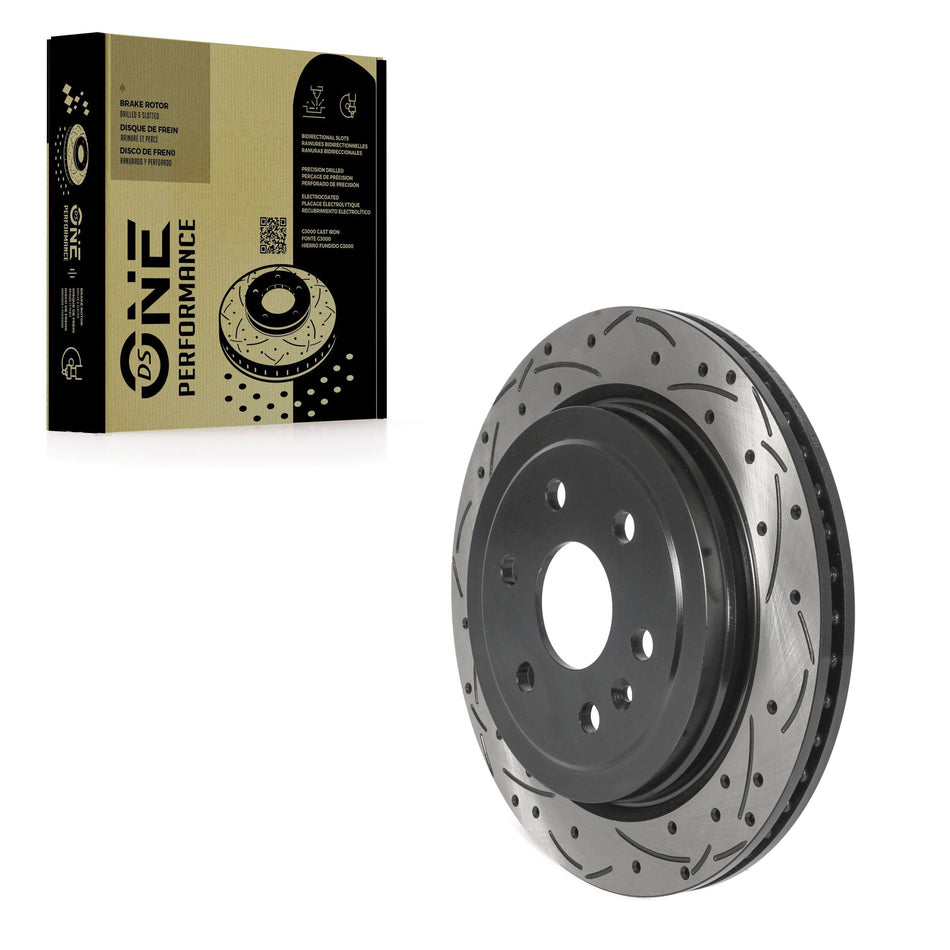 Rear Coated Drilled Slotted Disc Brake Rotor (1 Piece Only) DS1-580759 For Cadillac SRX Saab 9-4X