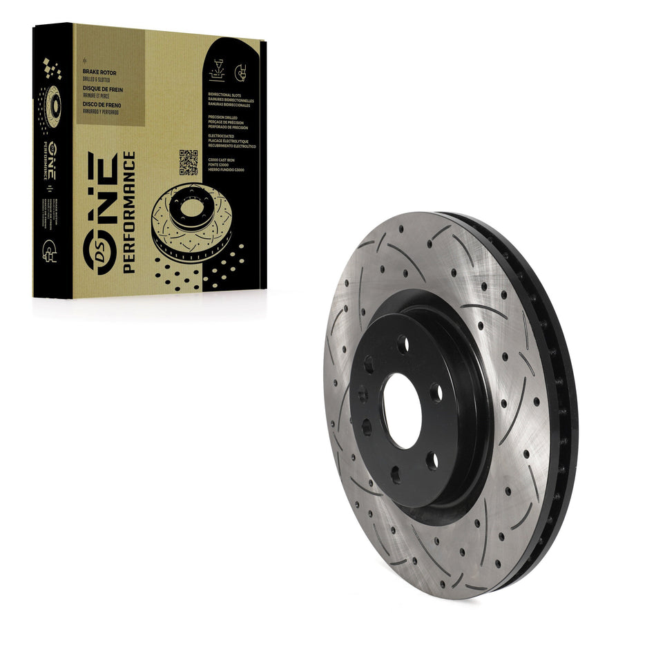 Front Coated Drilled Slotted Disc Brake Rotor (1 Piece Only) DS1-580762 For Cadillac SRX Saab 9-4X