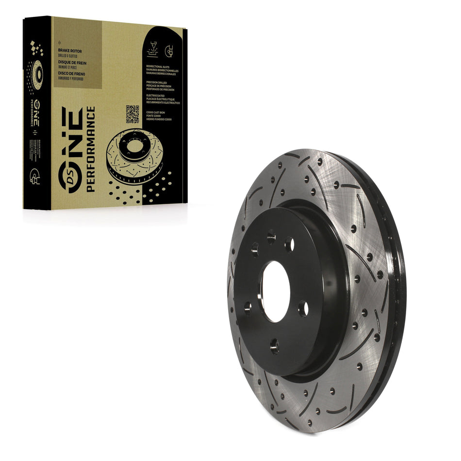 Rear Coated Drilled Slotted Disc Brake Rotor (1 Piece Only) DS1-580771 For Chevrolet Buick Malibu