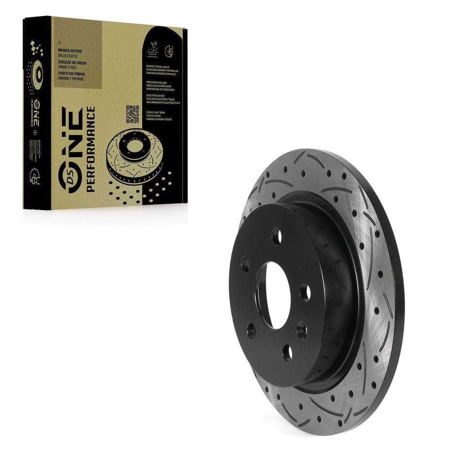 Rear Coated Drilled Slotted Disc Brake Rotor (1 Piece Only) DS1-580838 For Chevrolet Malibu Buick