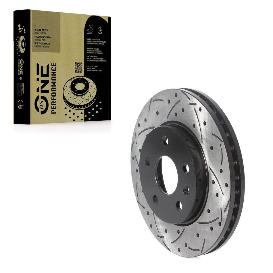 Front Coated Drilled Slotted Disc Brake Rotor (1 Piece Only) DS1-580839 For Chevrolet Malibu Buick